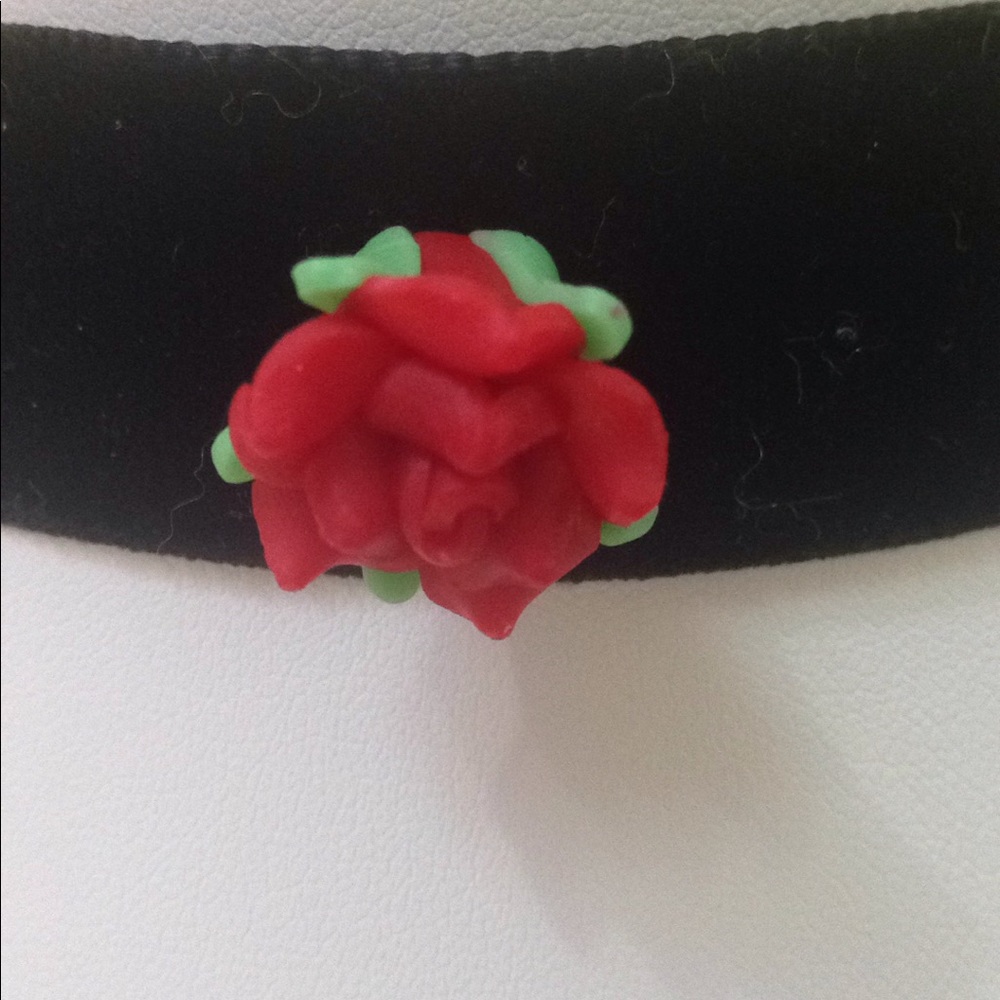 Velvet Choker and Rose Earrings set